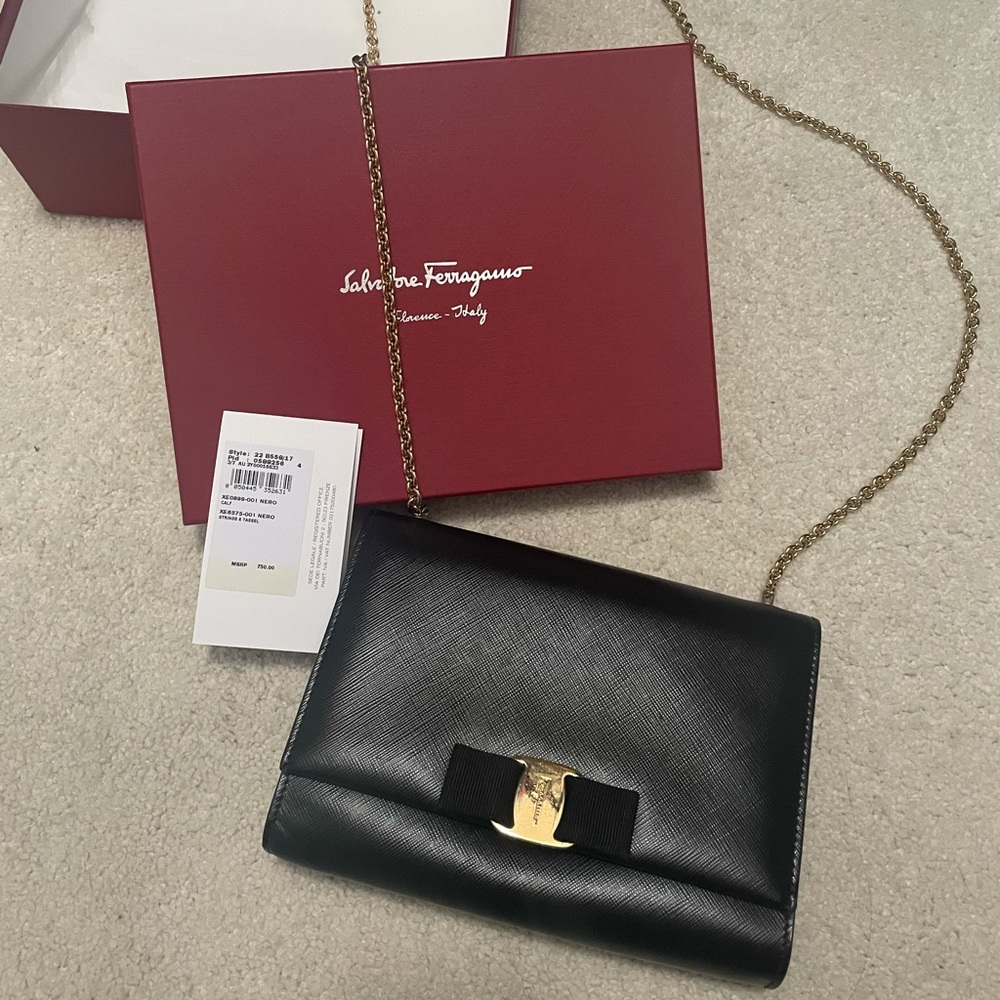 Salvatore Ferragamo Nero Small Purse on Chain